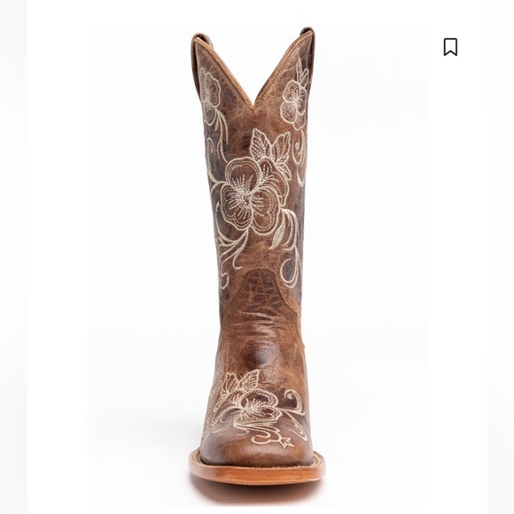 Shyanne Floral Embroidered Western Leather Brown Boots - Picture 3 of 13